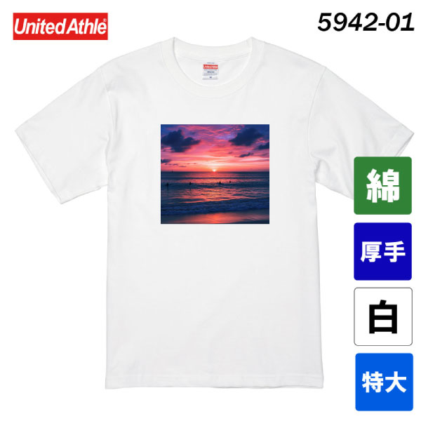 ユナイテッドアスレ 6.2オンス プレミアムTシャツ 5942-01(ホワイト・特大サイズ)